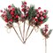 Christmas Berries Red Stems Evergreen Pine Branches (6pcs) 3"D x 3"W x 0.7"H